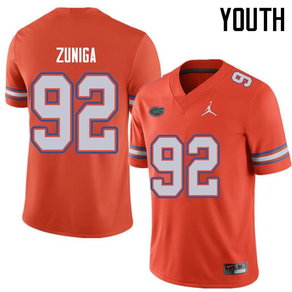 NCAA Florida Gators Jabari Zuniga Youth #92 Jordan Brand Orange Stitched Authentic College Football Jersey AAE7064TD